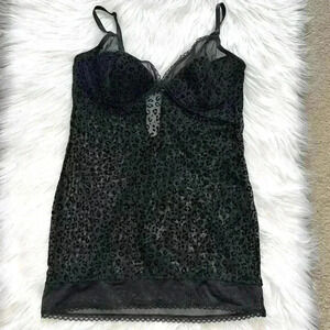 Jezebel Animal Print Babydoll Lingerie Velvet Print Medium